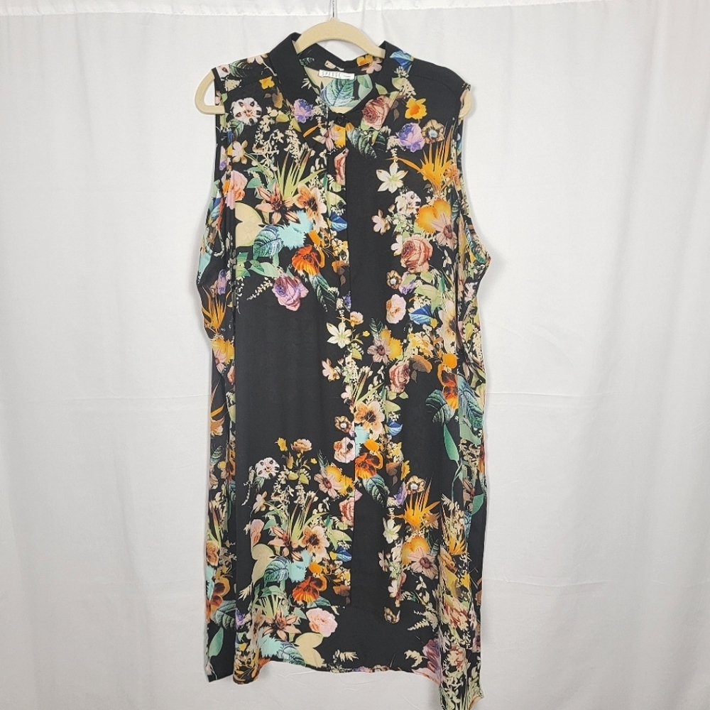 Floral Sleeveless Button-Up Dress Tunic #2648